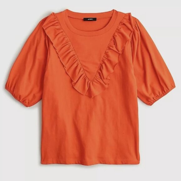 J Crew Ruffle Bib T-Shirt Size - Picture 1 of 8